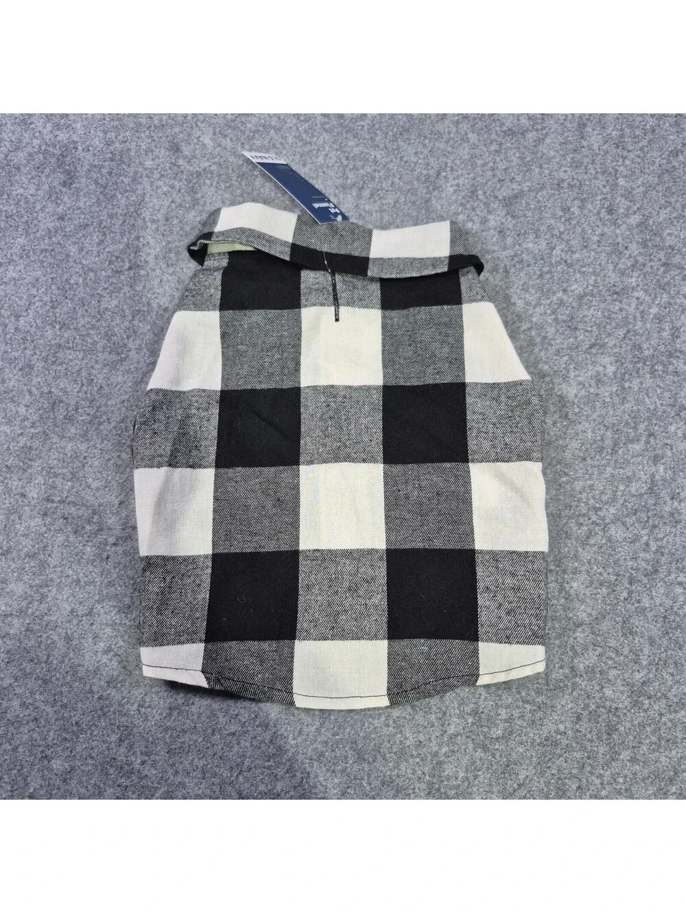New Old Navy Pet Flannel Black & White Checked Christmas Sz Med Cute Puppy